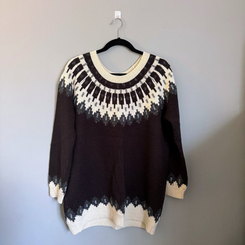 BDG Urban Outfitters Fair Isle Sweater Tunic L Wool Blend Cozy Knit Pullover